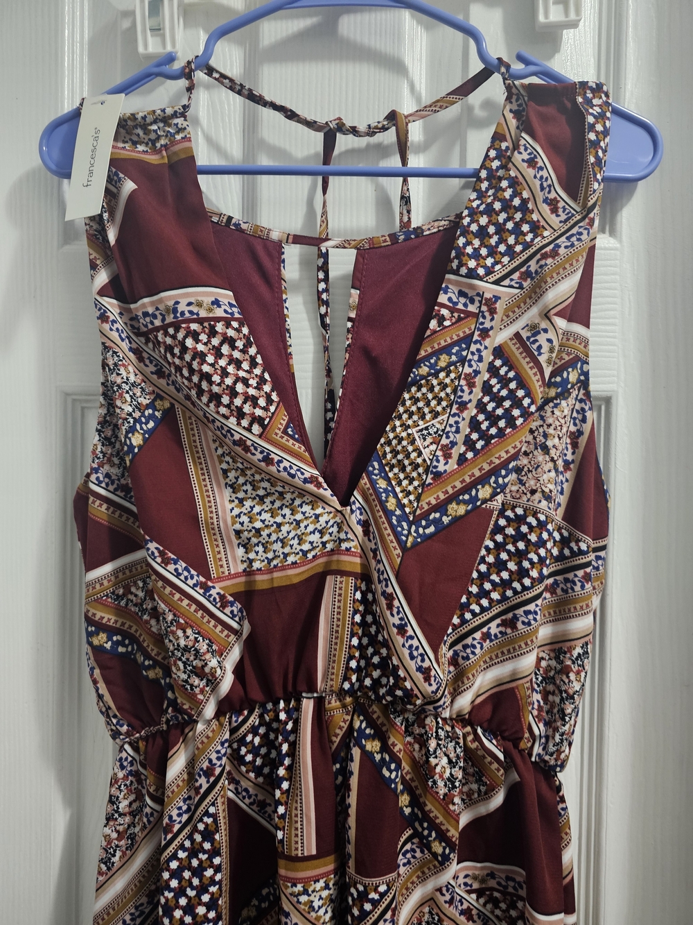Blue Rain Francescas  Burgundy Printed Sleeveless Romper - Picture 2 of 6